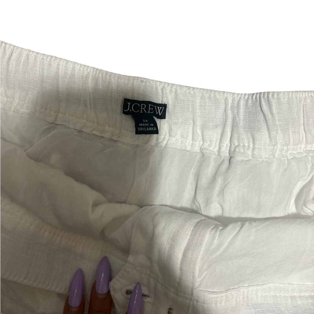 J.Crew White Linen Shorts Women’s 2X Pull On Casual Summer Beach Plus Size - Picture 4 of 7